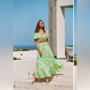 Sabo Floral Maxi Dress in Blue and Yellow